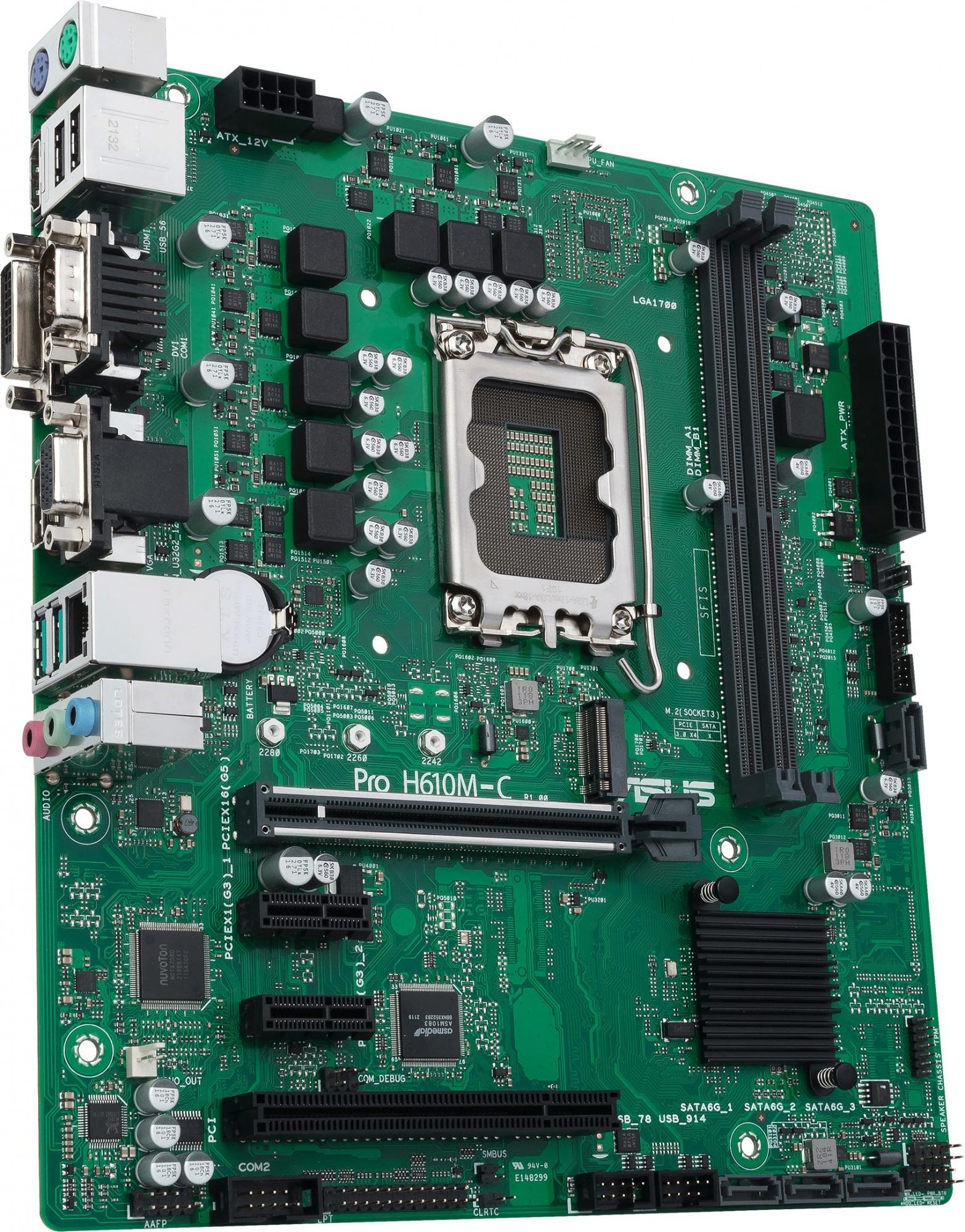 Материнская плата Asus PRO H610M-C-CSM Soc-1700 Intel H610 2xDDR5 mATX AC`97 8ch(7.1) GbLAN+VGA+DVI+HDMI+DP