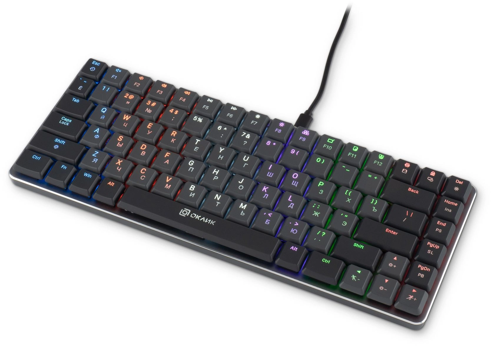 Клавиатура Оклик K615X механическая серый/серебристый USB slim Multimedia for gamer LED (1934413)