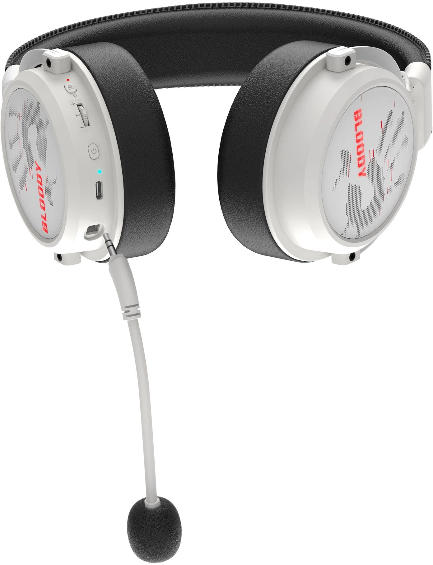 Наушники с микрофоном A4Tech Bloody MR590 Sports белый/черный 1.5м мониторные BT/Radio/3.5mm оголовье (MR590+ WIRED/SPORT WHITE)