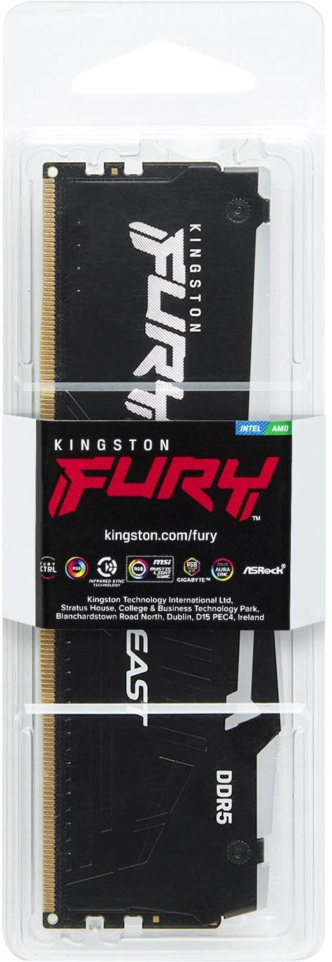 Память DDR5 32GB 5600MHz Kingston KF556C36BBE2A-32 Fury Beast Black Expo RGB RTL Gaming PC5-44800 CL36 DIMM 288-pin 1.25В single rank с радиатором Ret