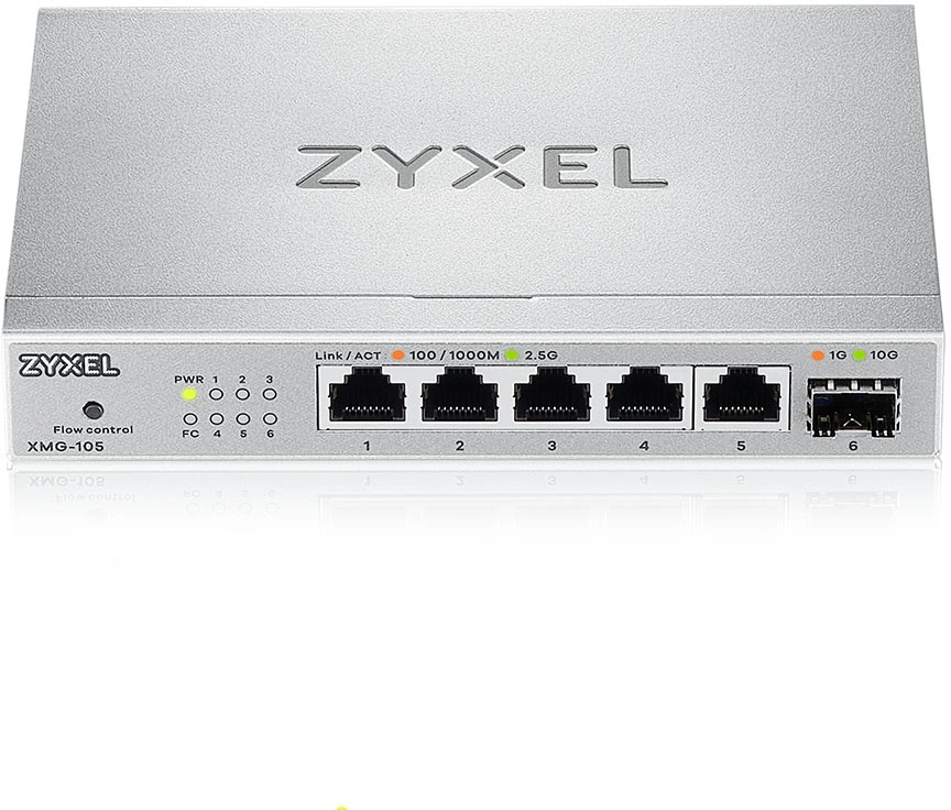 Коммутатор Zyxel XMG-105-ZZ0101F (L2) 5x2.5Гбит/с 1SFP+ неуправляемый