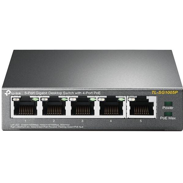 TL-SG1005P Коммутатор PoE TP-LINK 5 портов RJ45 10/100/1000 Мбит/с, бюджет PoE до 56 Вт