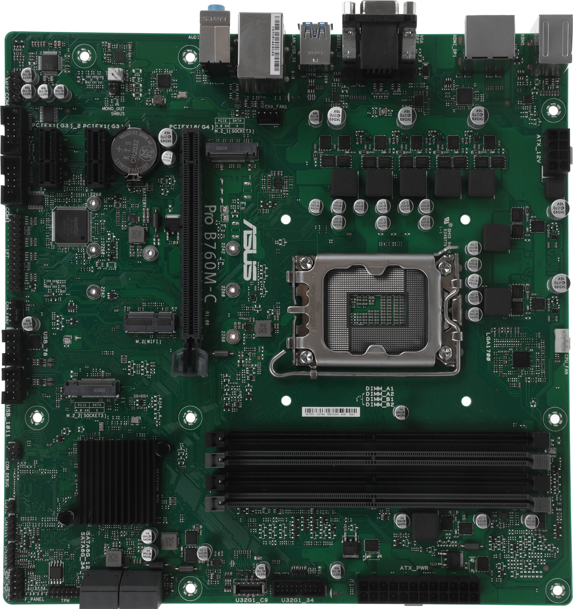 Материнская плата Asus PRO B760M-C-CSM Soc-1700 Intel B760 4xDDR5 mATX AC`97 8ch(7.1) GbLAN RAID+VGA+HDMI+DP