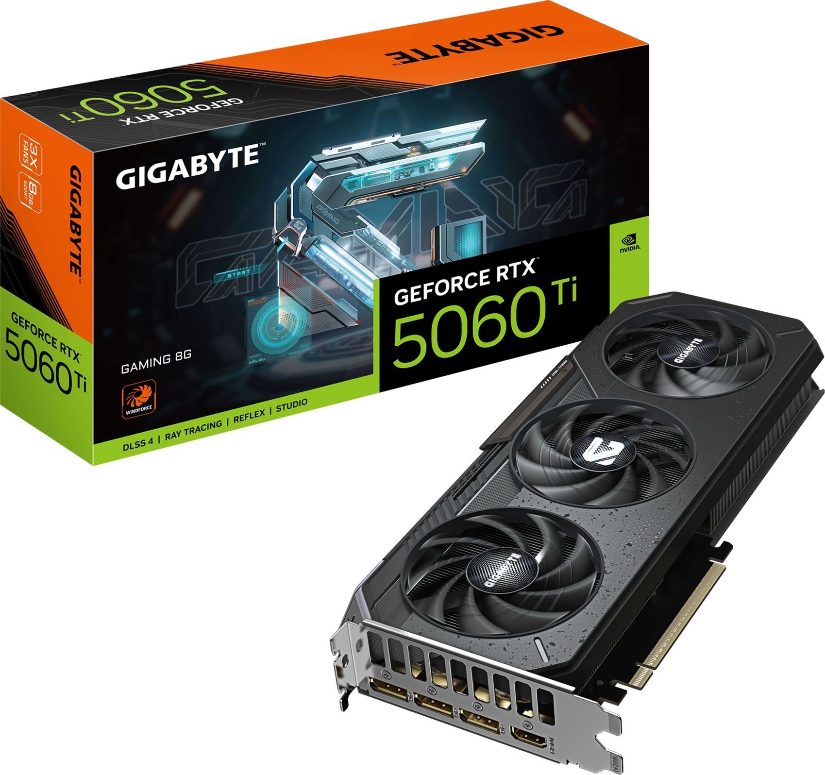 Видеокарта Gigabyte PCI-E 5.0 GV-N506TGAMING-8GD 1.0 NVIDIA GeForce RTX 5060TI 8Gb 128bit GDDR7 2572/28000 HDMIx1 DPx3 HDCP Ret