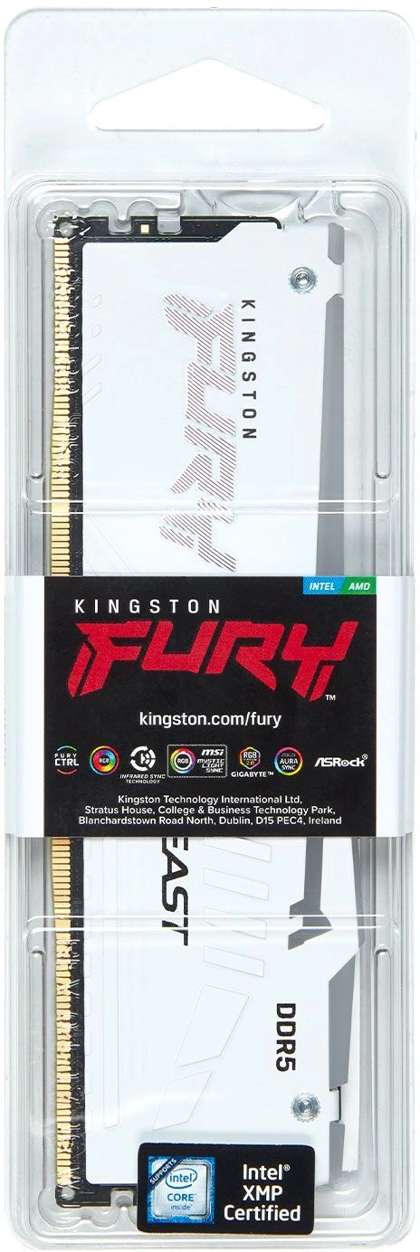 Память DDR5 32GB 6400MHz Kingston KF564C32BWEA-32 Fury Beast RGB RTL Gaming PC5-51200 CL32 DIMM 288-pin 1.4В dual rank с радиатором Ret