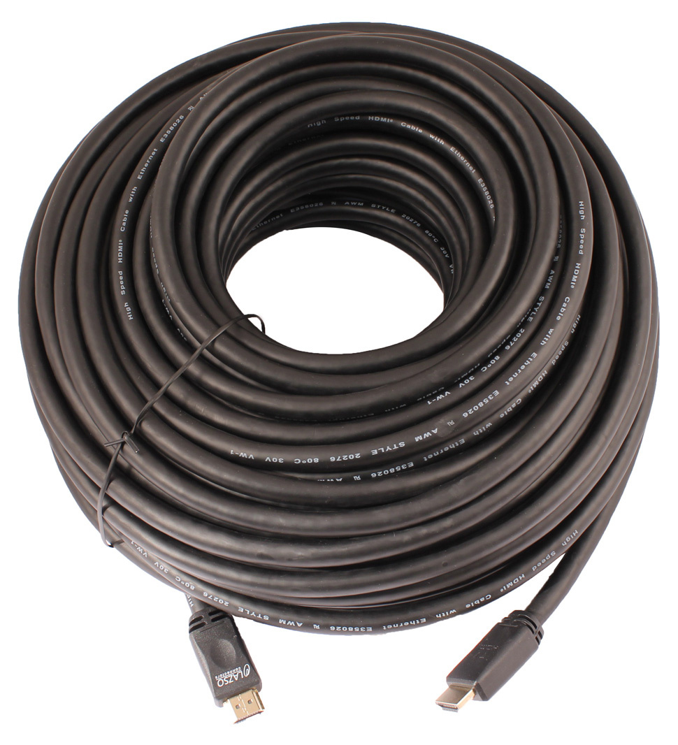 Кабель аудио-видео LAZSO WH-111 HDMI (m)/HDMI (m) 35м. позолоч.конт. черный (WH-111(35M))