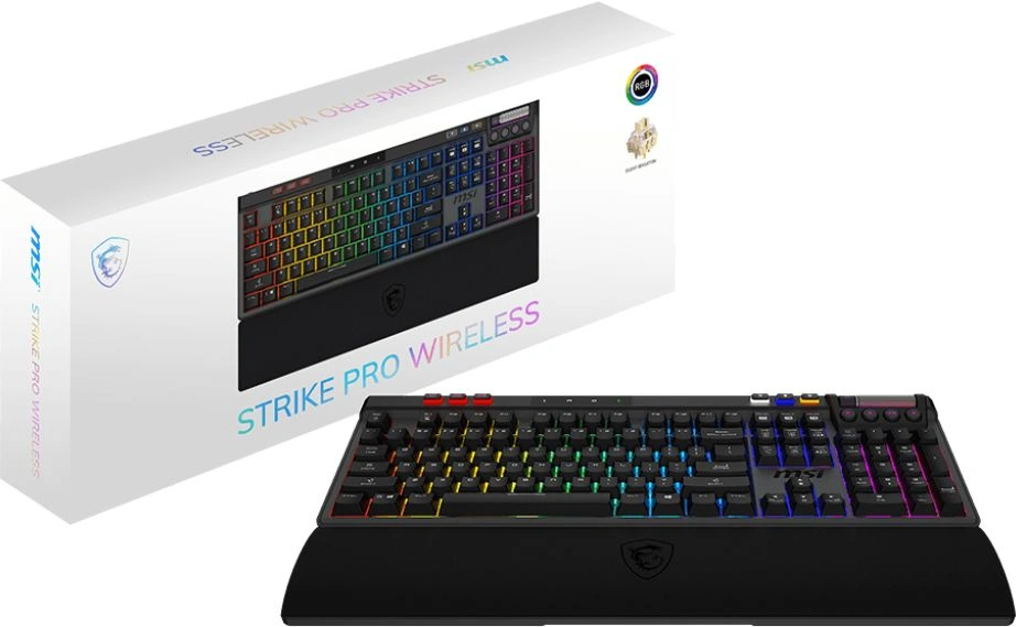 Клавиатура MSI Pro W Silent механическая серый/черный USB Multimedia for gamer LED (подставка для запястий) (S11-43RU210-CLA)