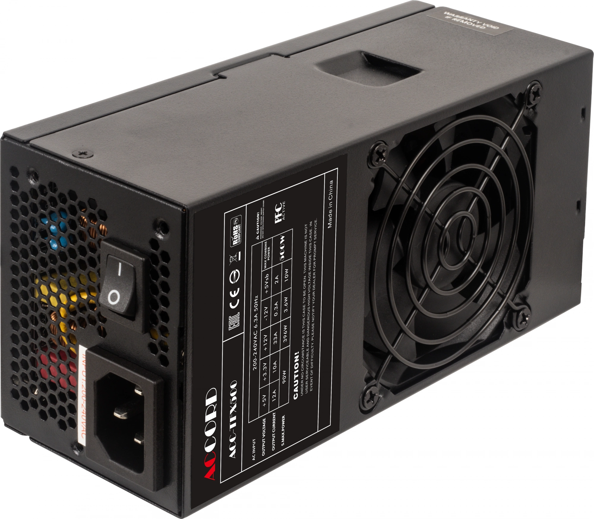 Блок питания Accord TFX 500W ACC-TFX500 80+ white (20+4pin) APFC 80mm fan 3xSATA RTL