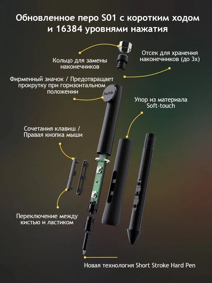 Графический планшет-монитор Parblo Coast16 Pro Gen 2 USB Type-C черный