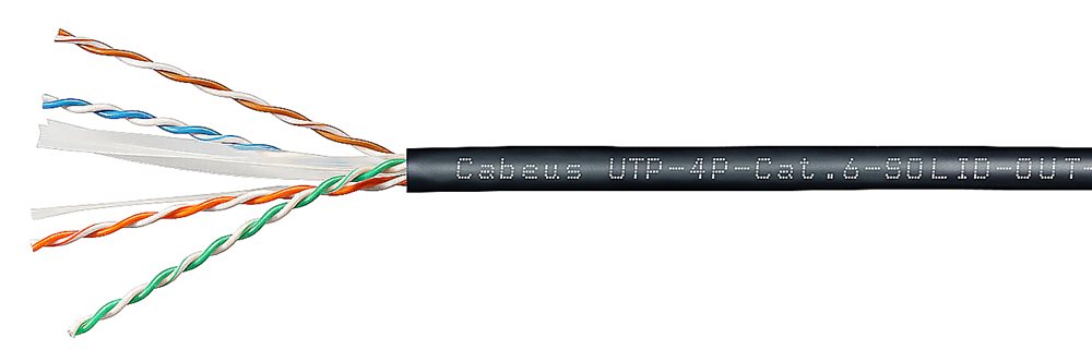 Cabeus UTP-4P-Cat.6-SOLID-OUT-LSZH-UV - Кабель витая пара Cabeus UTP (U/UTP), категория 6, 4 пары (23 AWG) (305м)