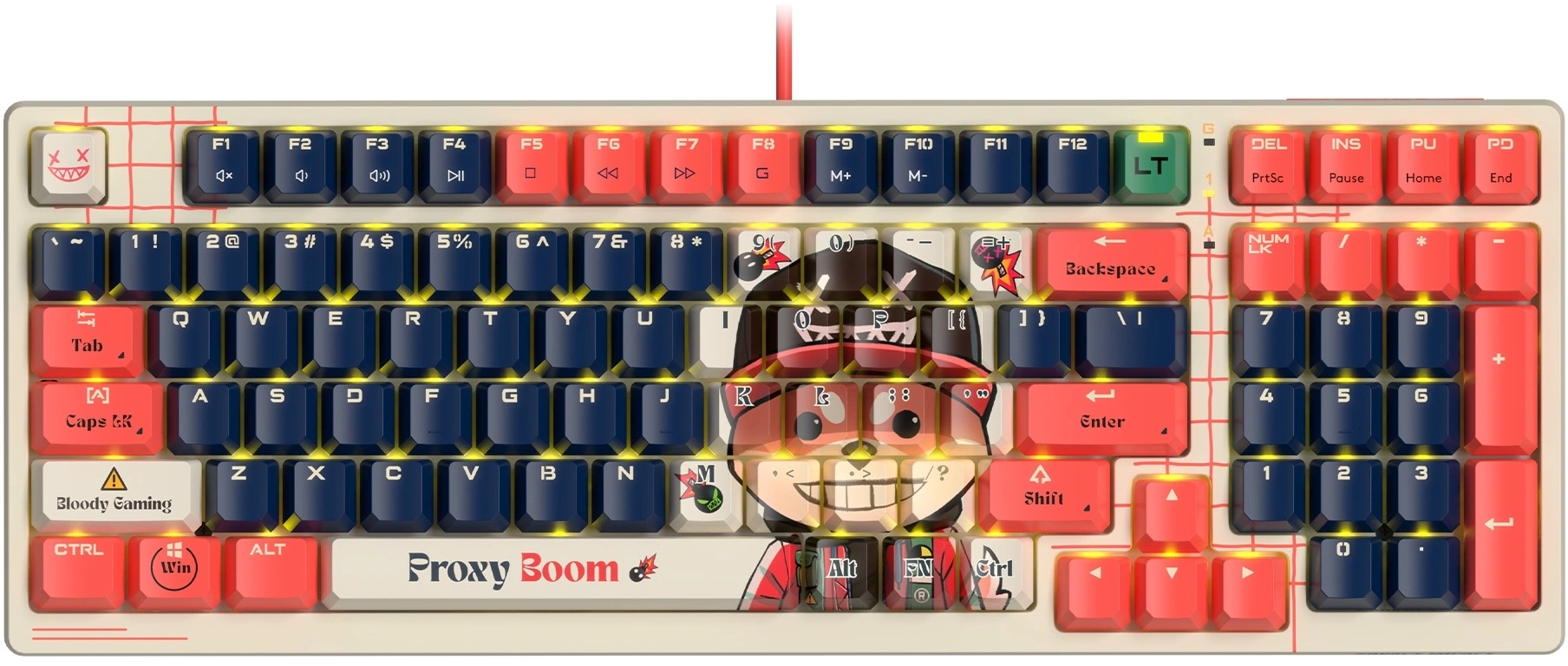 Клавиатура A4Tech AT98 Proxy Boom бежевый/красный USB for gamer LED (AT98) кабель 1.8м