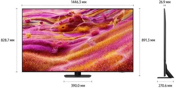 Телевизор QLED Samsung 65" QE65QN90FAUXRU Q черный титан 4K Ultra HD 120Hz DVB-T2 DVB-C DVB-S2 USB WiFi Smart TV