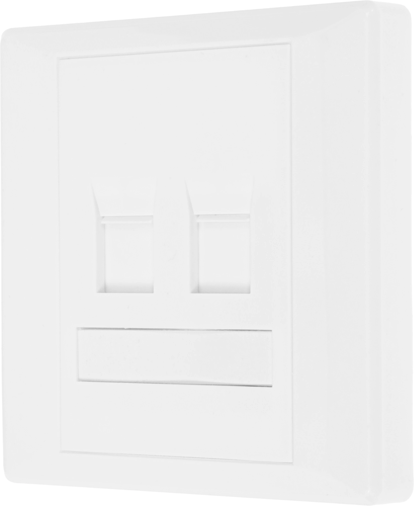 Панель Suprlan 10-0334-1 лицевая со шторкой 80x80 2xKeystone ABS пластик белый