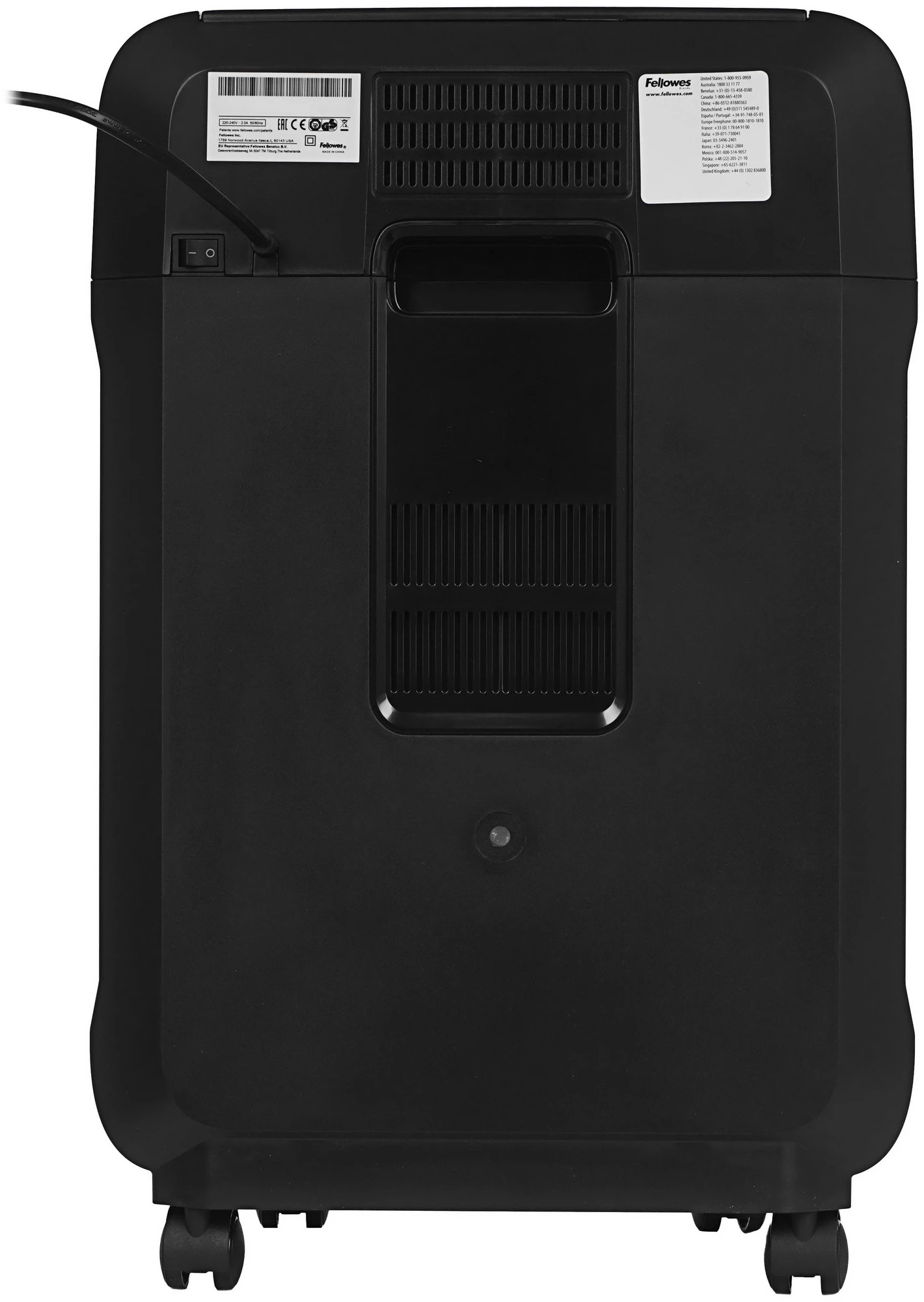 Шредер Fellowes AutoMax 80М черный с автоподачей (секр.P-4) фрагменты 80лист. 17лтр. скрепки скобы пл.карты