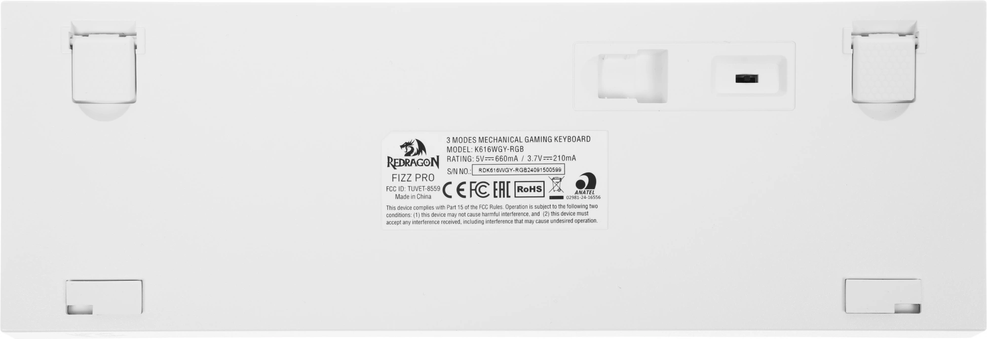 Клавиатура Redragon Fizz Pro механическая белый USB беспроводная BT/Radio for gamer для ноутбука LED (72598) кабель 1.8м