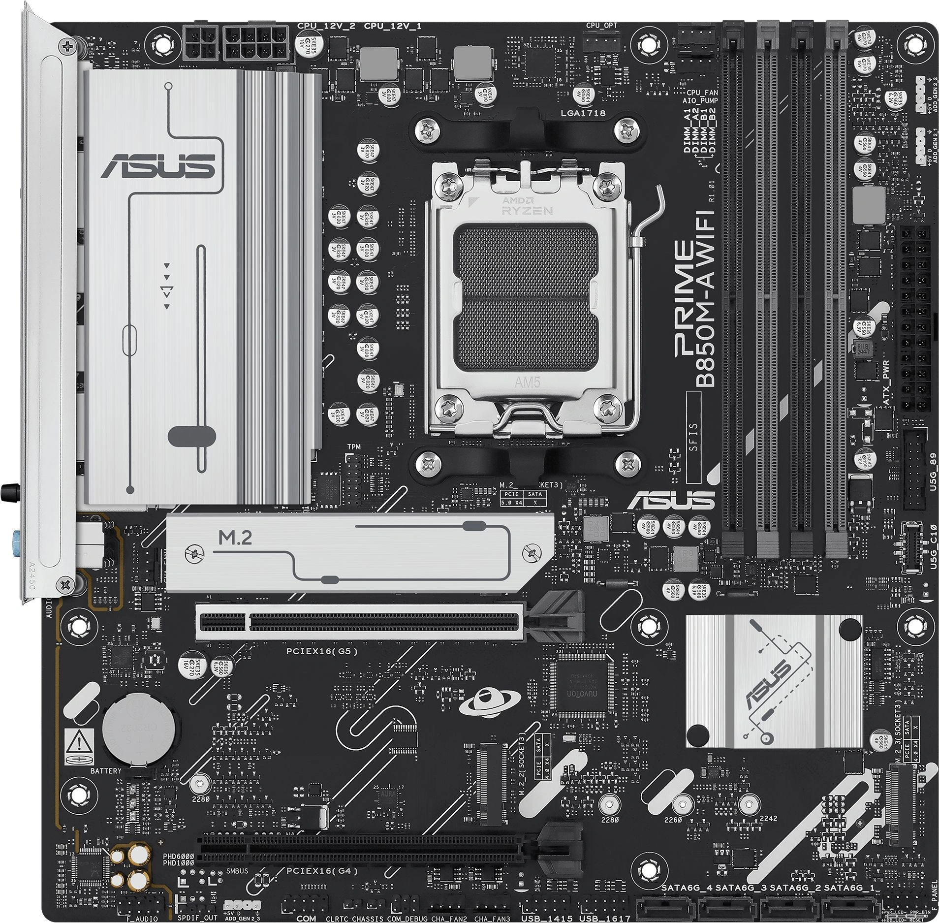 Материнская плата Asus PRIME B850M-A WIFI Socket AM5 AMD B850 4xDDR5 mATX AC`97 8ch(7.1) 2.5Gg RAID+VGA+HDMI+DP