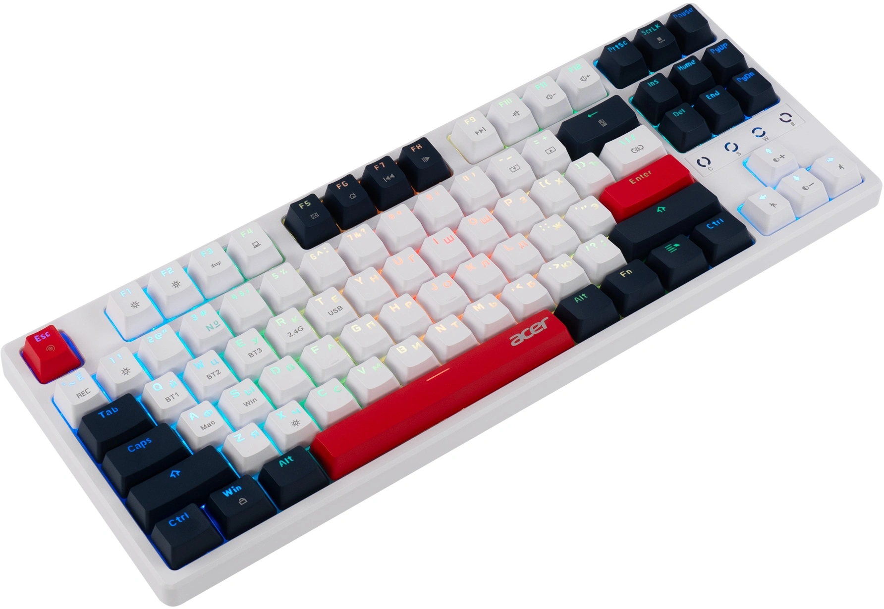 Клавиатура Acer OKR302 механическая белый USB беспроводная BT/Radio for gamer LED (ZL.KBDEE.016) кабель 1.6м