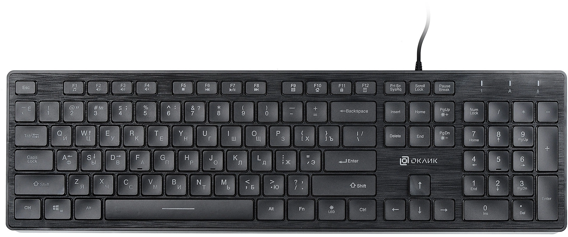 Клавиатура Оклик 550ML черный USB slim Multimedia LED (1061617)