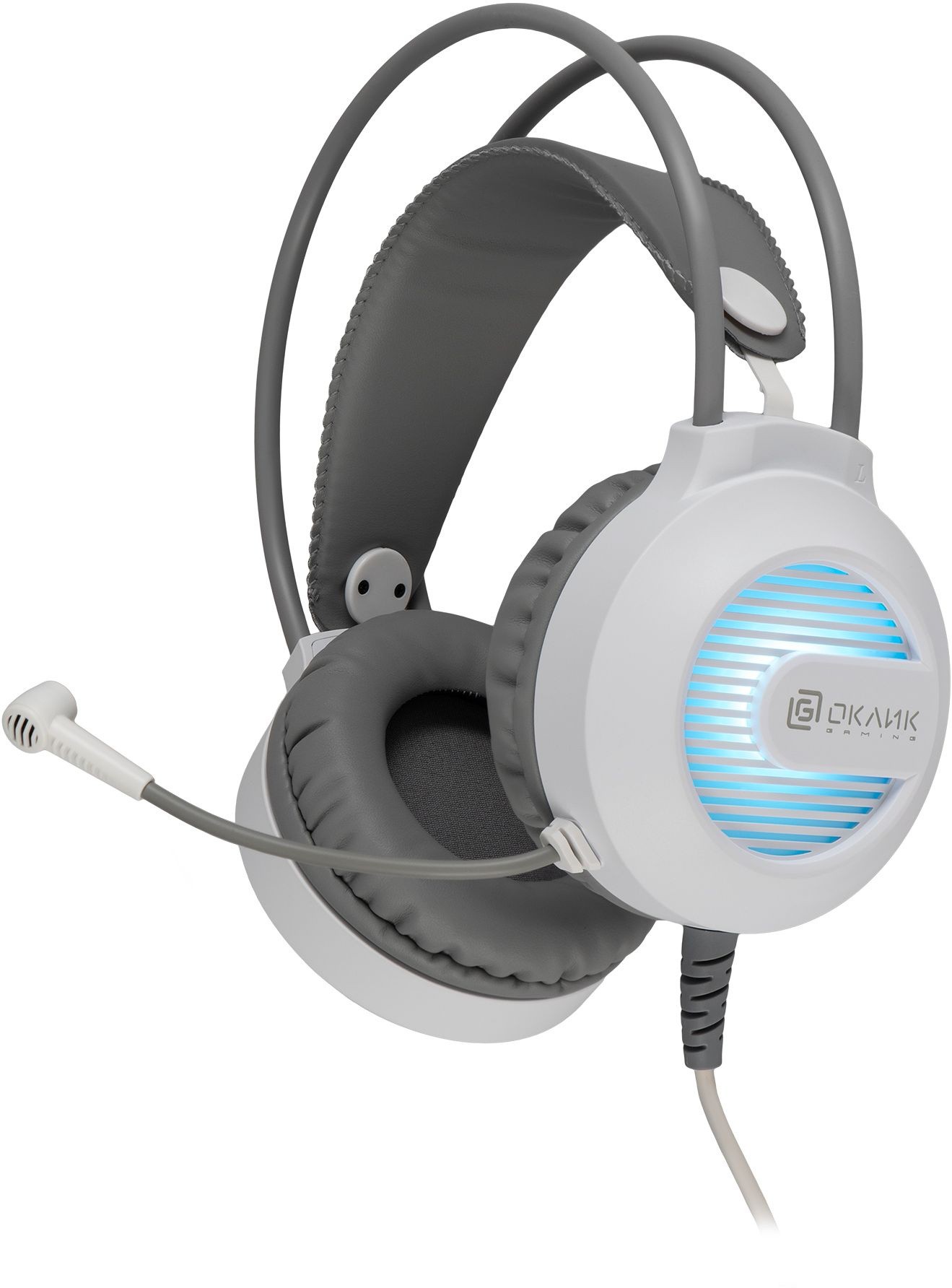 Наушники с микрофоном Оклик HS-L300G белый 2.2м мониторные оголовье (1796952)