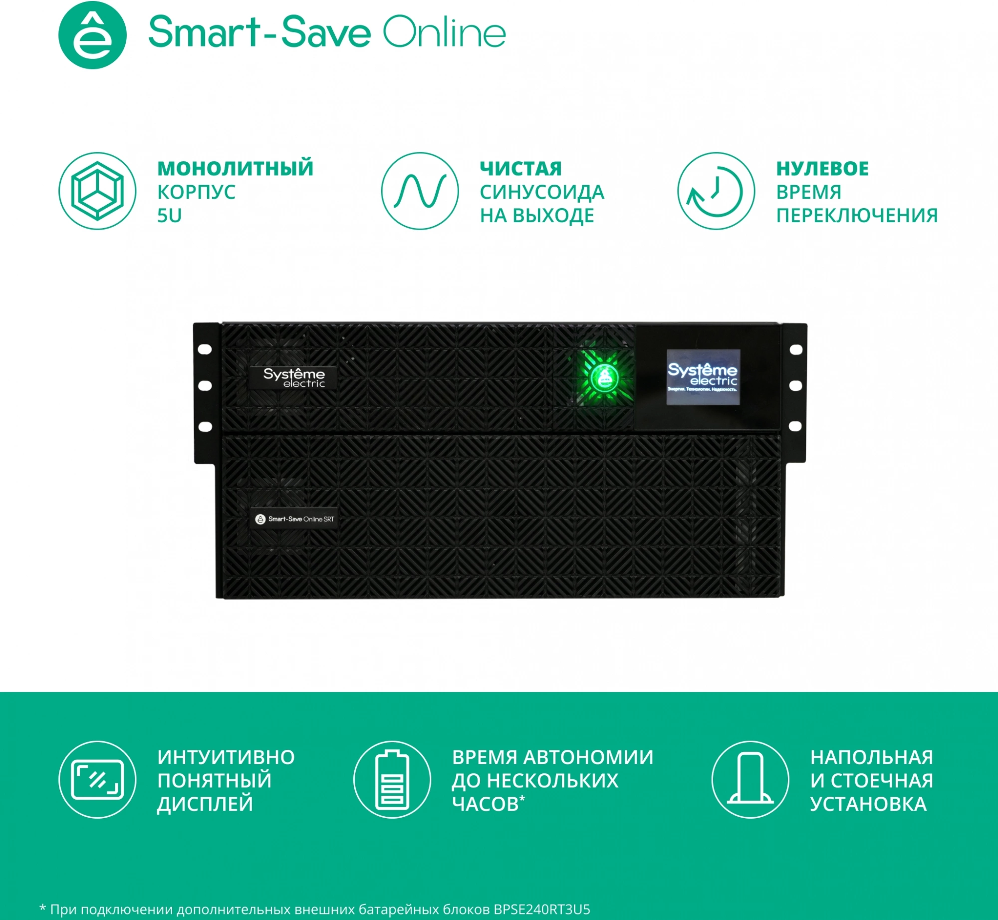 Источник бесперебойного питания Systeme Electriс SRT SRTSE5KRTXLIEC-NC 5000Вт 5000ВА черный