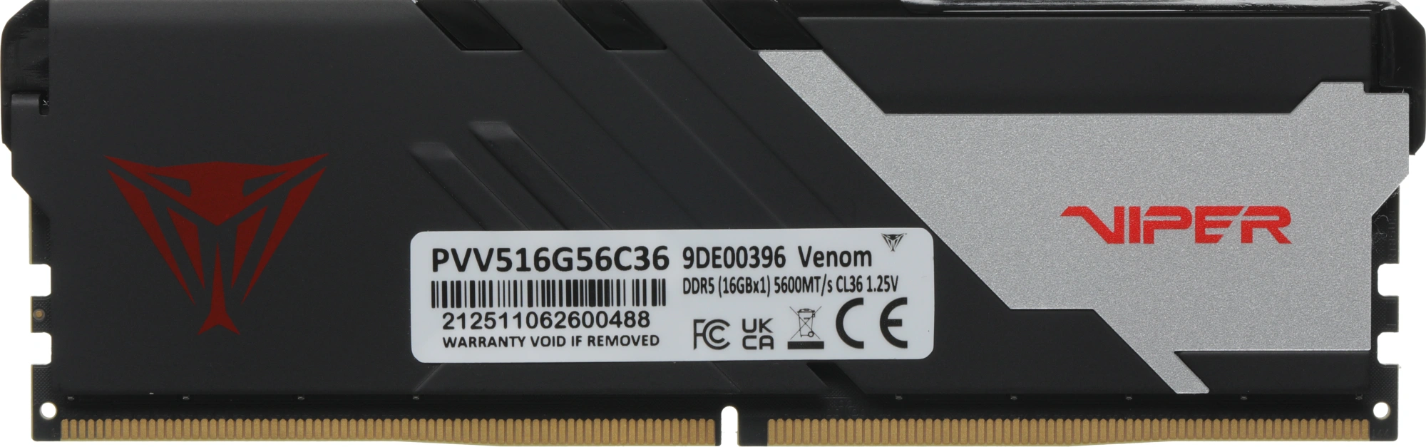 Память DDR5 16GB 5600MHz Patriot PVV516G56C36 Viper Venom RTL Gaming PC5-44800 CL36 DIMM 288-pin 1.25В kit с радиатором Ret