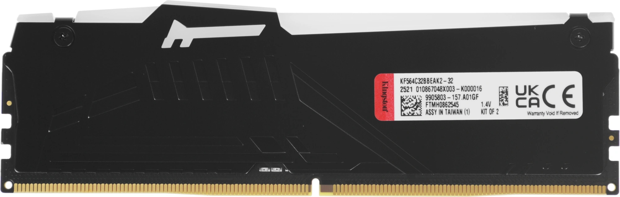 Память DDR5 2x16GB 6400MHz Kingston KF564C32BBEAK2-32 Fury Beast RGB RTL Gaming PC5-51200 CL32 DIMM 288-pin 1.4В kit single rank с радиатором Ret