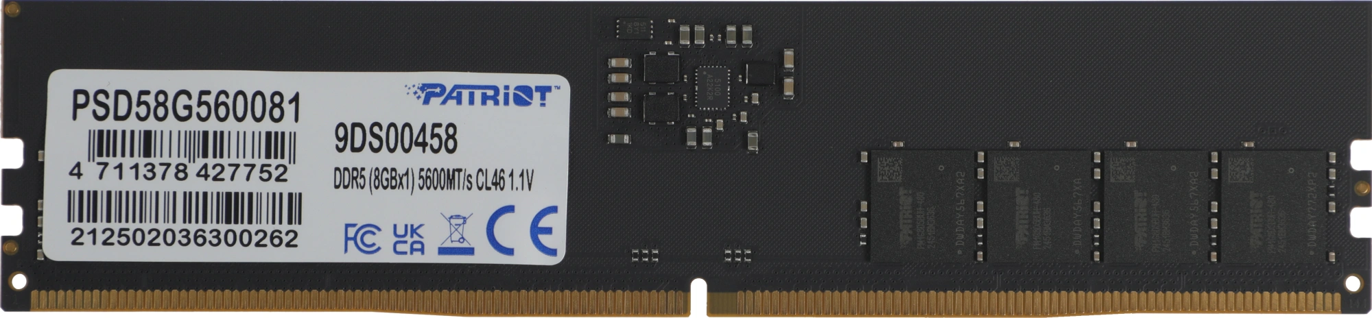 Память DDR5 8GB 5600MHz Patriot PSD58G560081 Signature Line RTL PC5-44800 CL46 DIMM 288-pin 1.1В single rank Ret