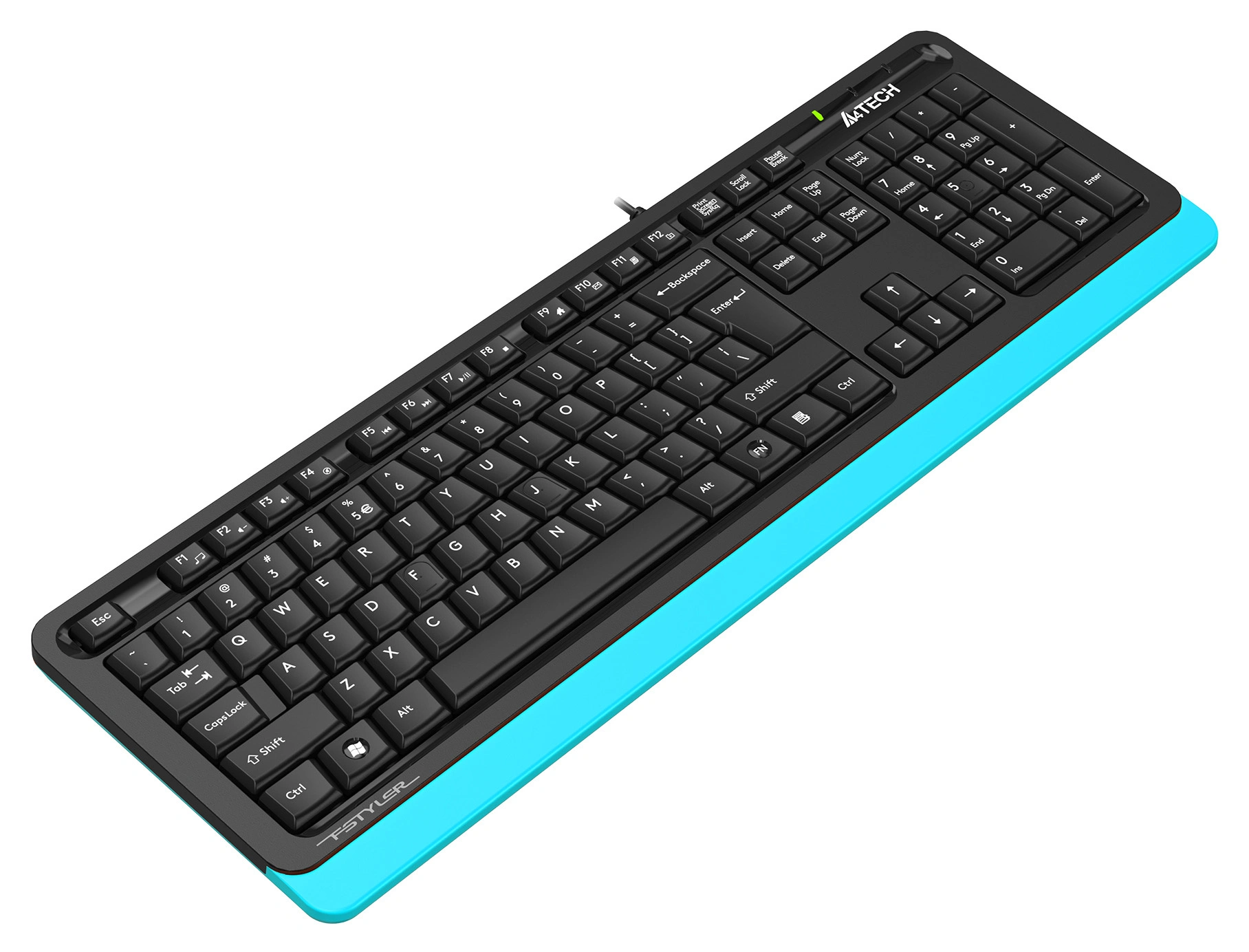 Клавиатура A4Tech FKS10 черный/синий USB (подставка для запястий) (FKS10 BLUE) кабель 1.5м