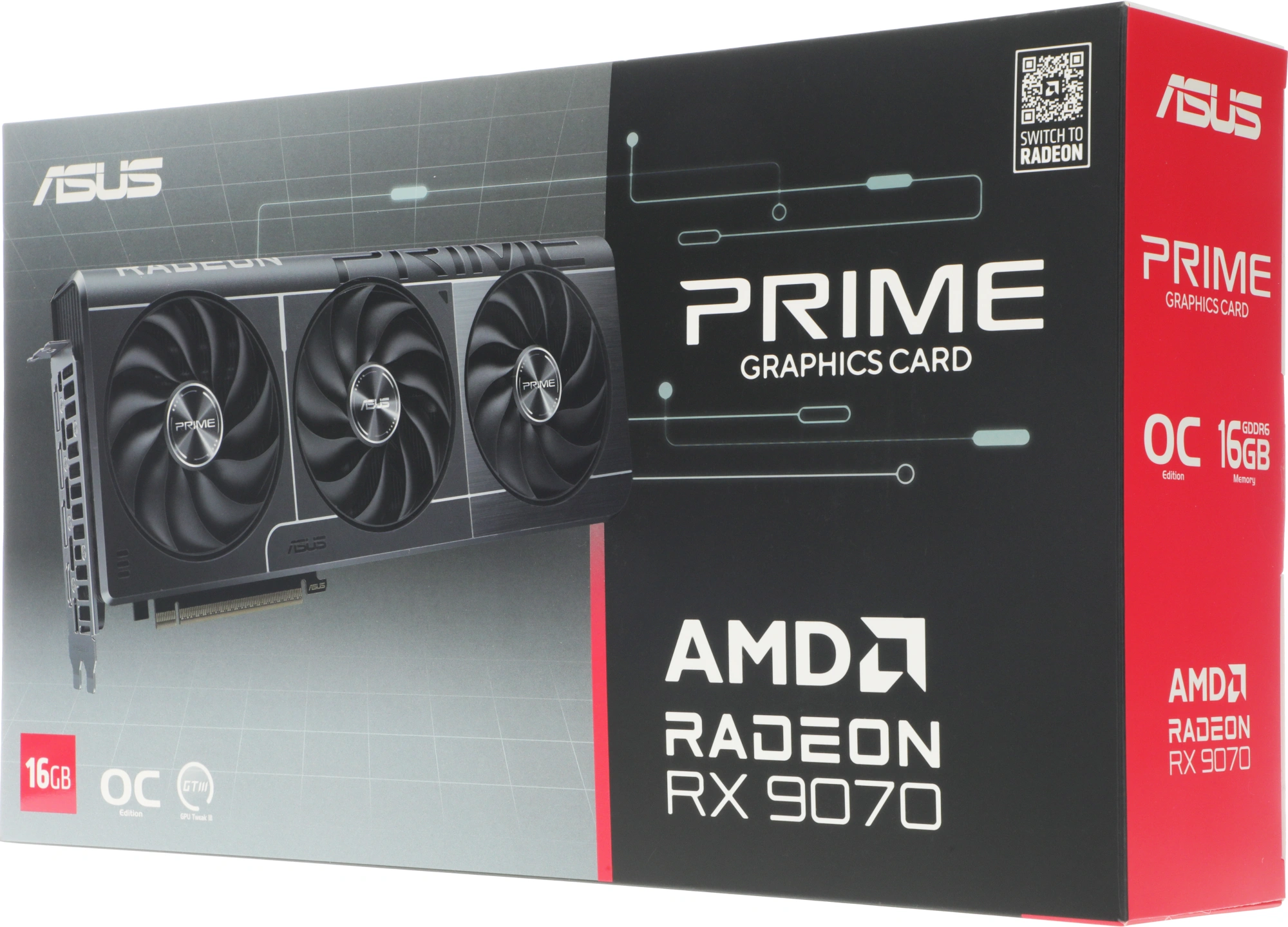 Видеокарта Asus PCI-E 5.0 PRIME-RX9070-O16G AMD Radeon RX 9070 16Gb 256bit GDDR6 2120/20000 HDMIx1 DPx3 HDCP Ret