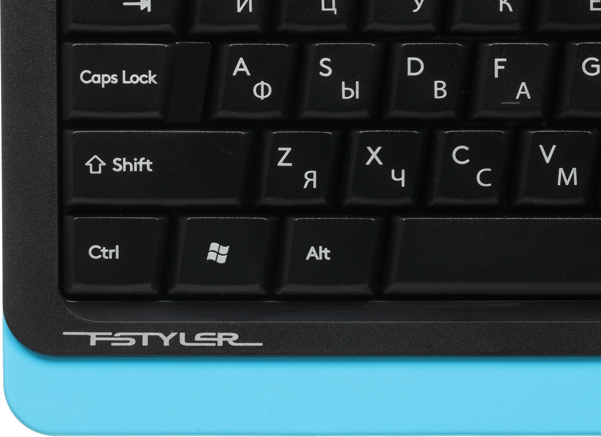Клавиатура A4Tech FKS10 черный/синий USB (подставка для запястий) (FKS10 BLUE) кабель 1.5м