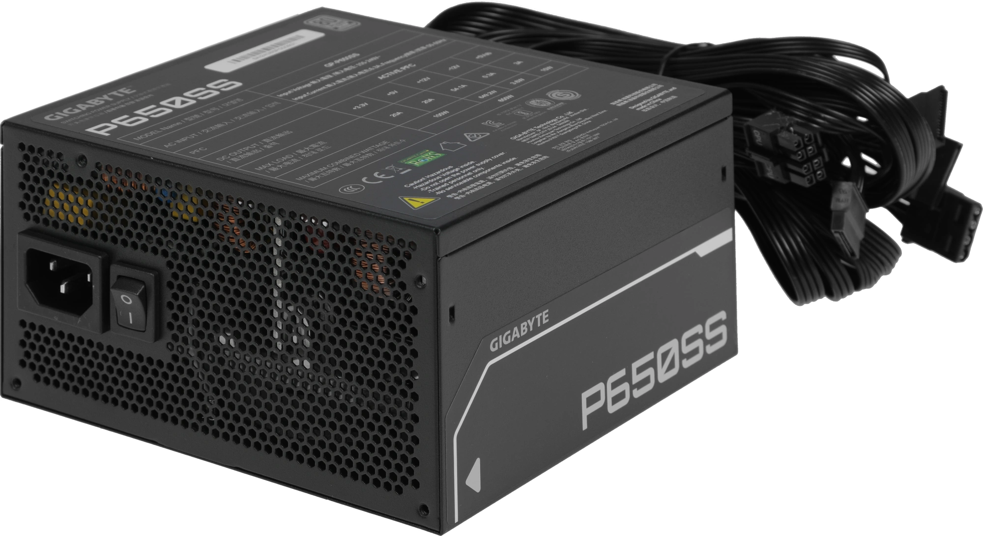 Блок питания Gigabyte ATX 650W GP-P650SS 80+ silver (20+4pin) APFC 120mm fan 5xSATA RTL