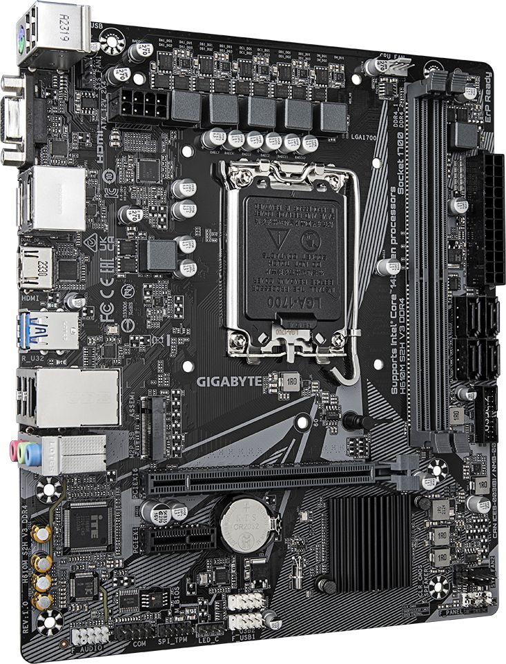 Материнская плата Gigabyte H610M S2H V3 DDR4 Soc-1700 Intel H610 2xDDR4 mATX AC`97 8ch(7.1) GbLAN+VGA+HDMI+DP