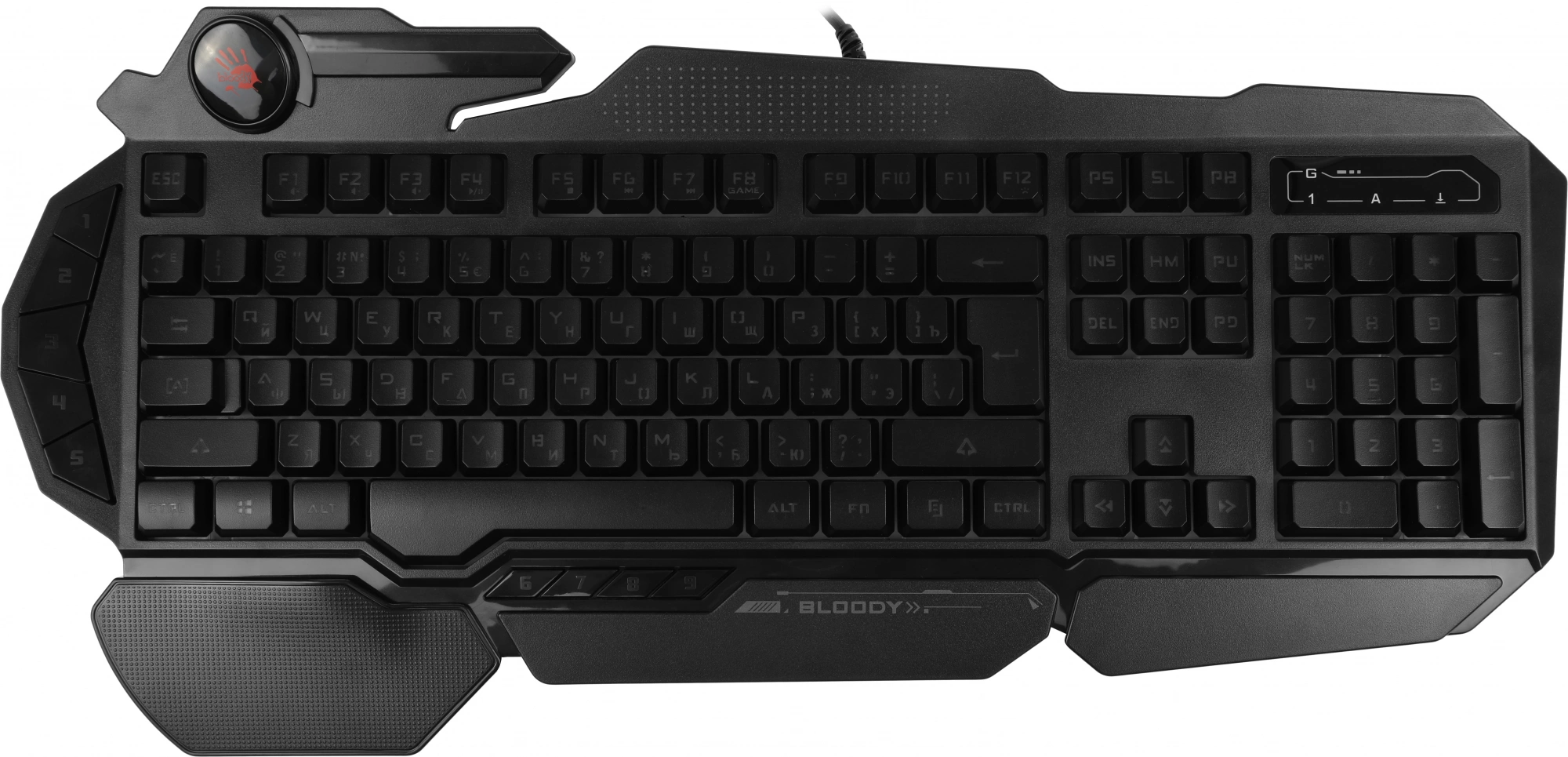 Клавиатура A4Tech B310N черный USB Multimedia for gamer LED (подставка для запястий) кабель 1.8м