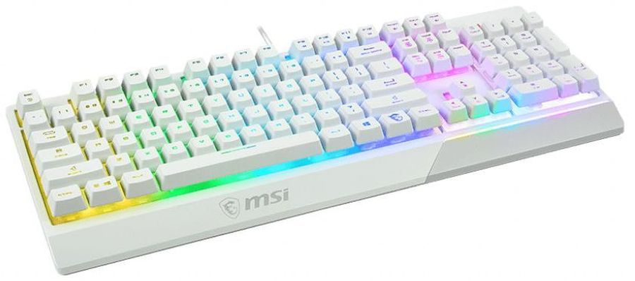Клавиатура MSI GK30 белый USB Multimedia for gamer LED (подставка для запястий) (S11-04RU304-CLA) кабель 1.8м