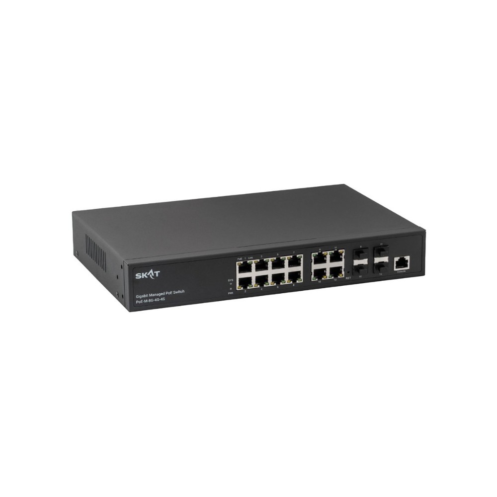 4090 SKAT PoE-M-8G-4G-4S - Управляемый L2+ коммутатор PoE Plus, 150Вт, порты: 8-Ethernet, 4-Uplink, 4-SFP