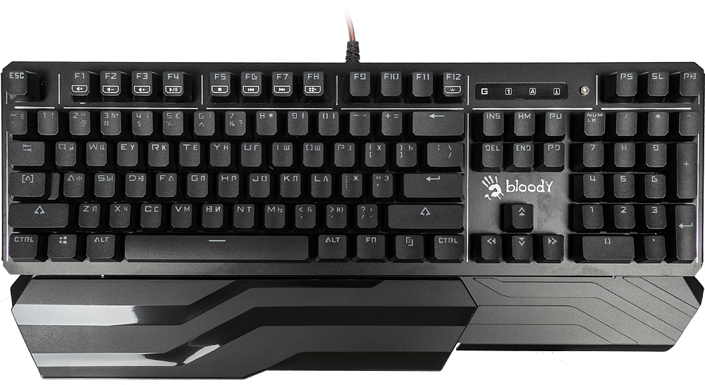Клавиатура A4Tech B975 механическая черный USB Multimedia for gamer LED (подставка для запястий) кабель 1.8м
