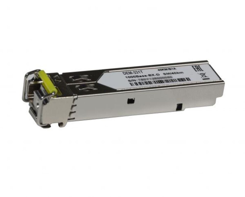 331T/20KM/A1A WDM SFP-трансивер D-Link с 1 портом 1000Base-BX-D (Tx:1550 нм, Rx:1310 нм) для одномодового оптического кабеля (до 20 км)