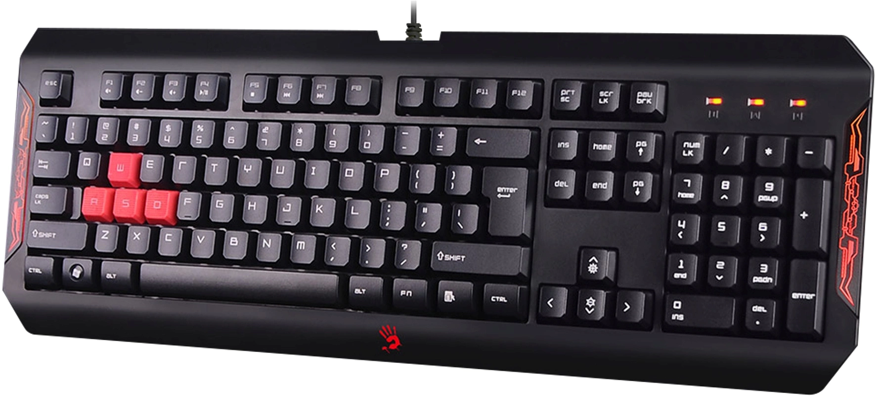 Клавиатура A4Tech Q100 черный USB for gamer LED (Q100 USB) кабель 1.8м