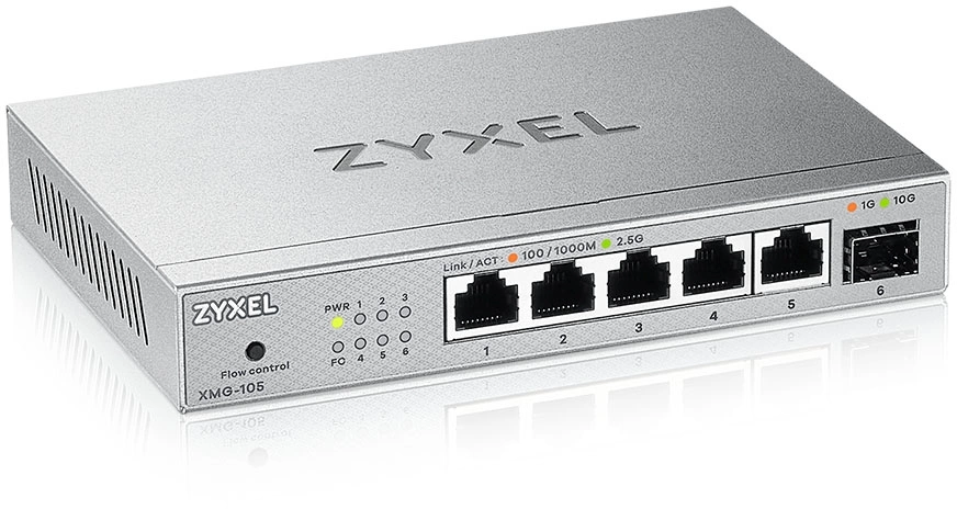 Коммутатор Zyxel XMG-105-ZZ0101F (L2) 5x2.5Гбит/с 1SFP+ неуправляемый