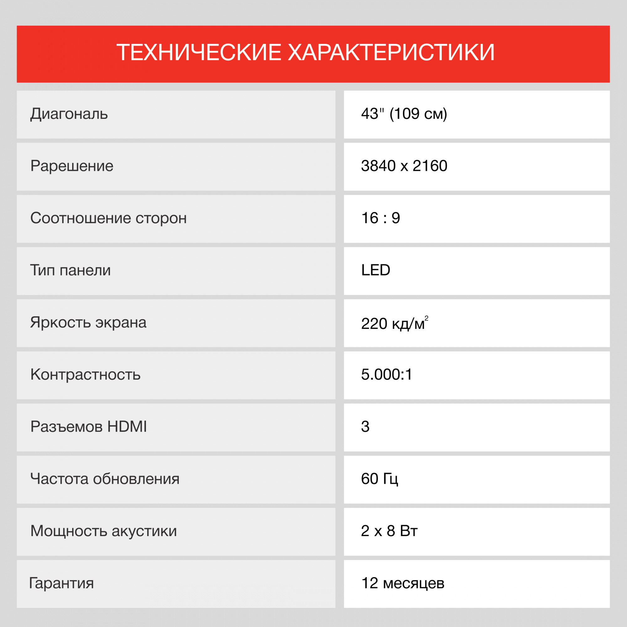 Телевизор LED Starwind 43" SW-LED43UG400 Яндекс.ТВ стальной 4K Ultra HD 60Hz DVB-T DVB-T2 DVB-C DVB-S DVB-S2 USB WiFi Smart TV