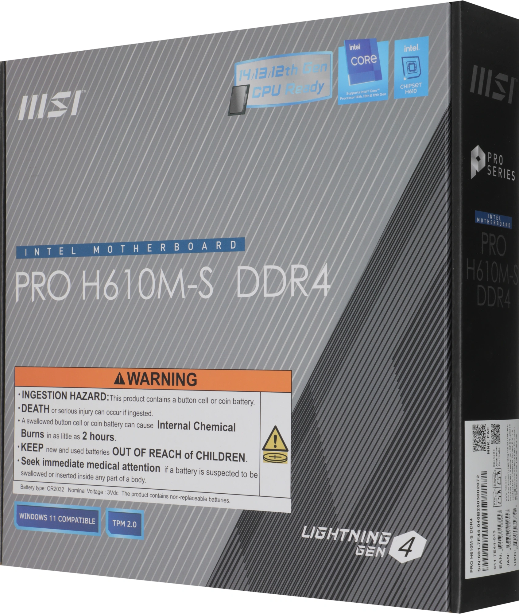 Материнская плата MSI PRO H610M-S DDR4 Soc-1700 Intel H610 2xDDR4 mATX AC`97 8ch(7.1) GbLAN+HDMI