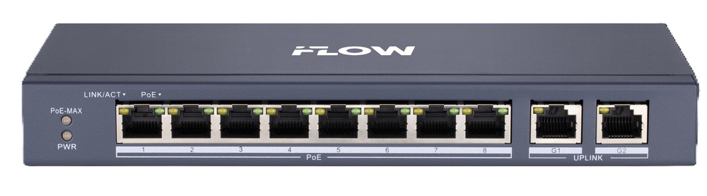 F-SW-EU410POE-V/L - неуправляемый коммутатор Value СЕРИЯ(100M, PoE) 8 RJ45 100M PoE с грозозащитой 6кВ, iFLOW