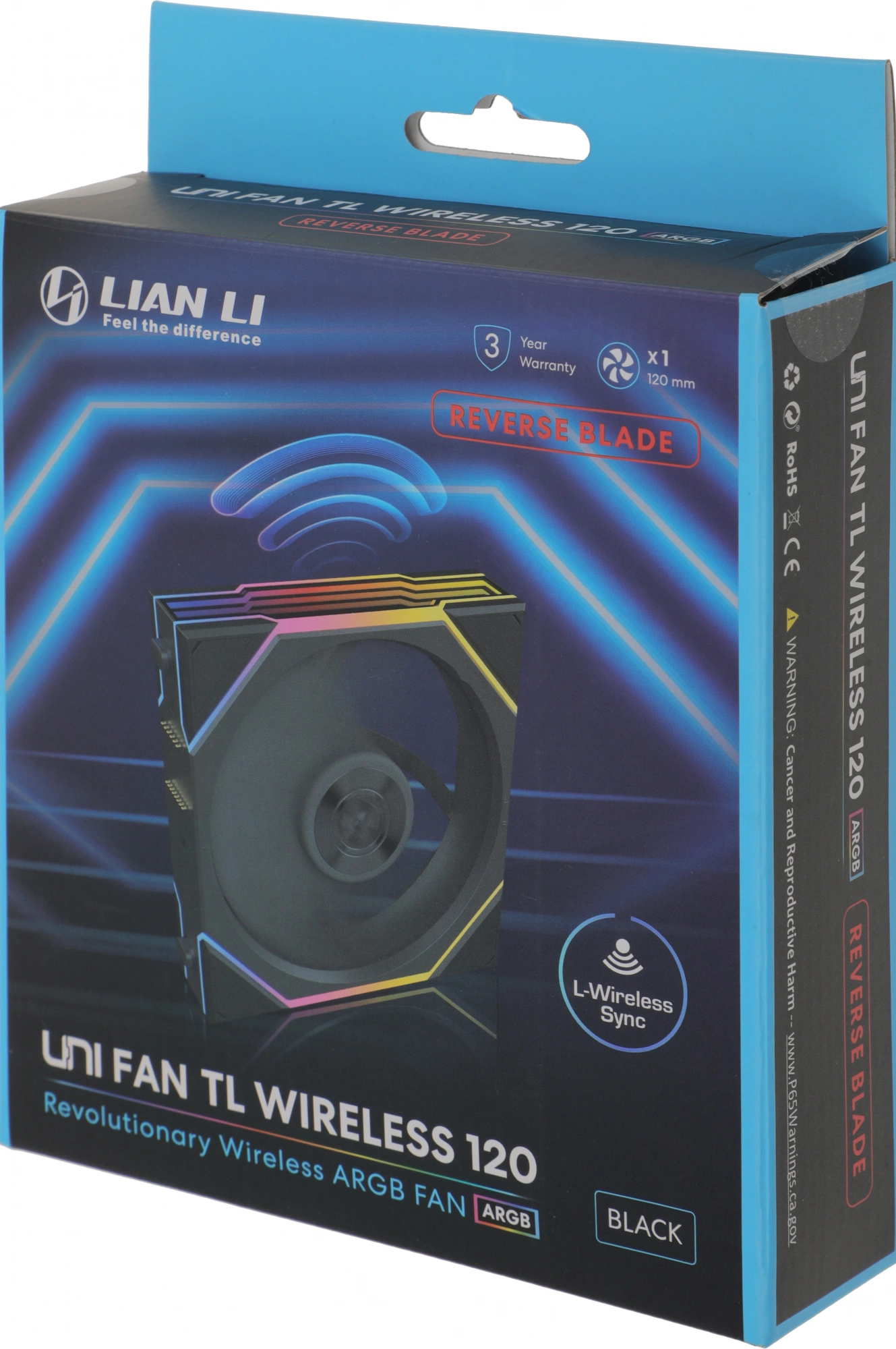 Вентилятор для корпуса Lian-Li Uni Fan TL Wireless 120 Reverse ARGB 120х124x28 черный 4-pin 34дБ (G99.12RTL1W1B.R0) Ret