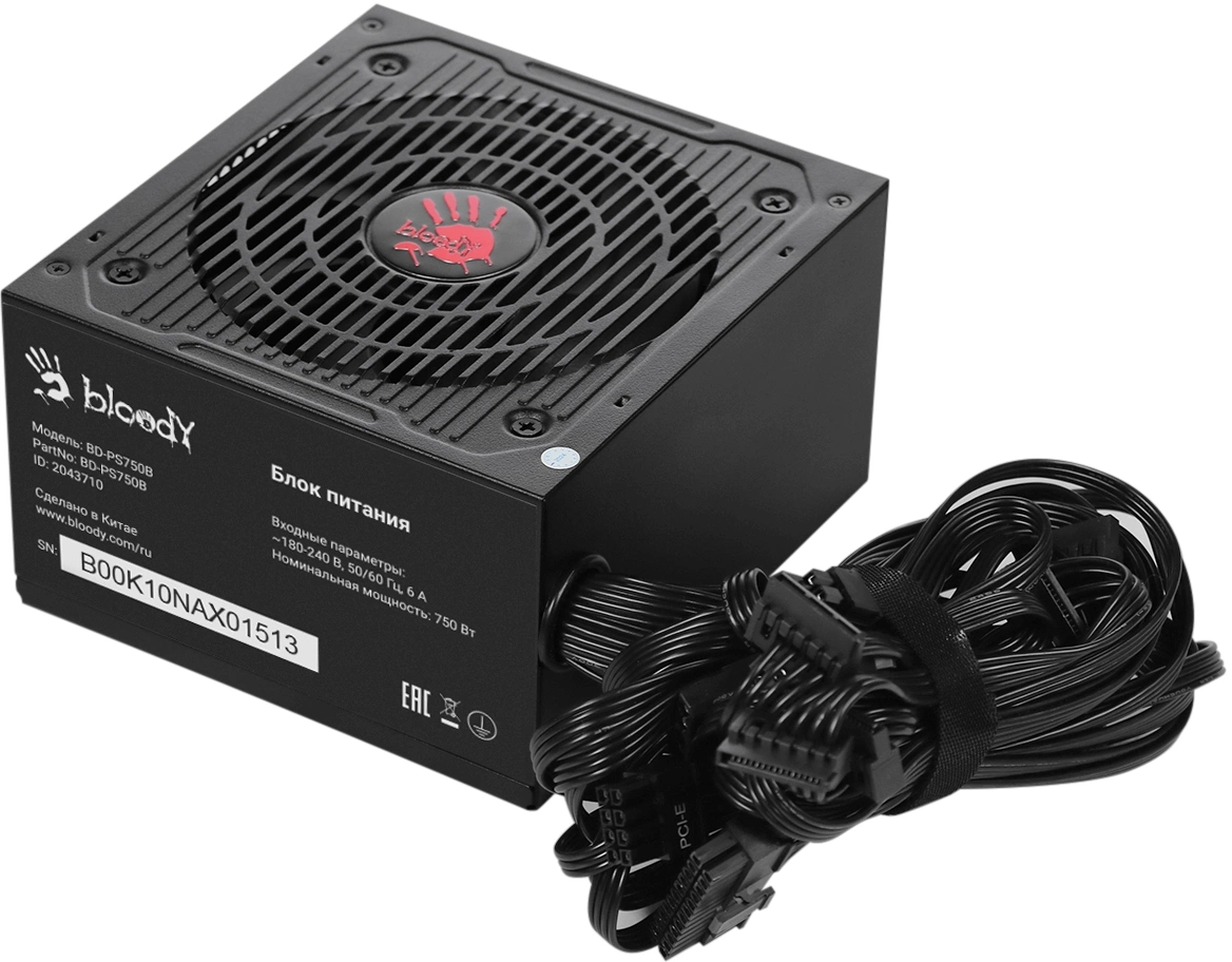 Блок питания Bloody ATX 750W BD-PS750B 80+ bronze (20+4pin) APFC 120mm fan 6xSATA RTL