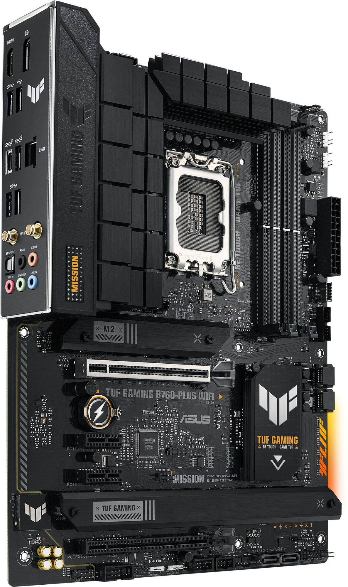 Материнская плата Asus TUF GAMING B760-PLUS WIFI Soc-1700 Intel B760 4xDDR5 ATX AC`97 8ch(7.1) 2.5Gg RAID+HDMI+DP