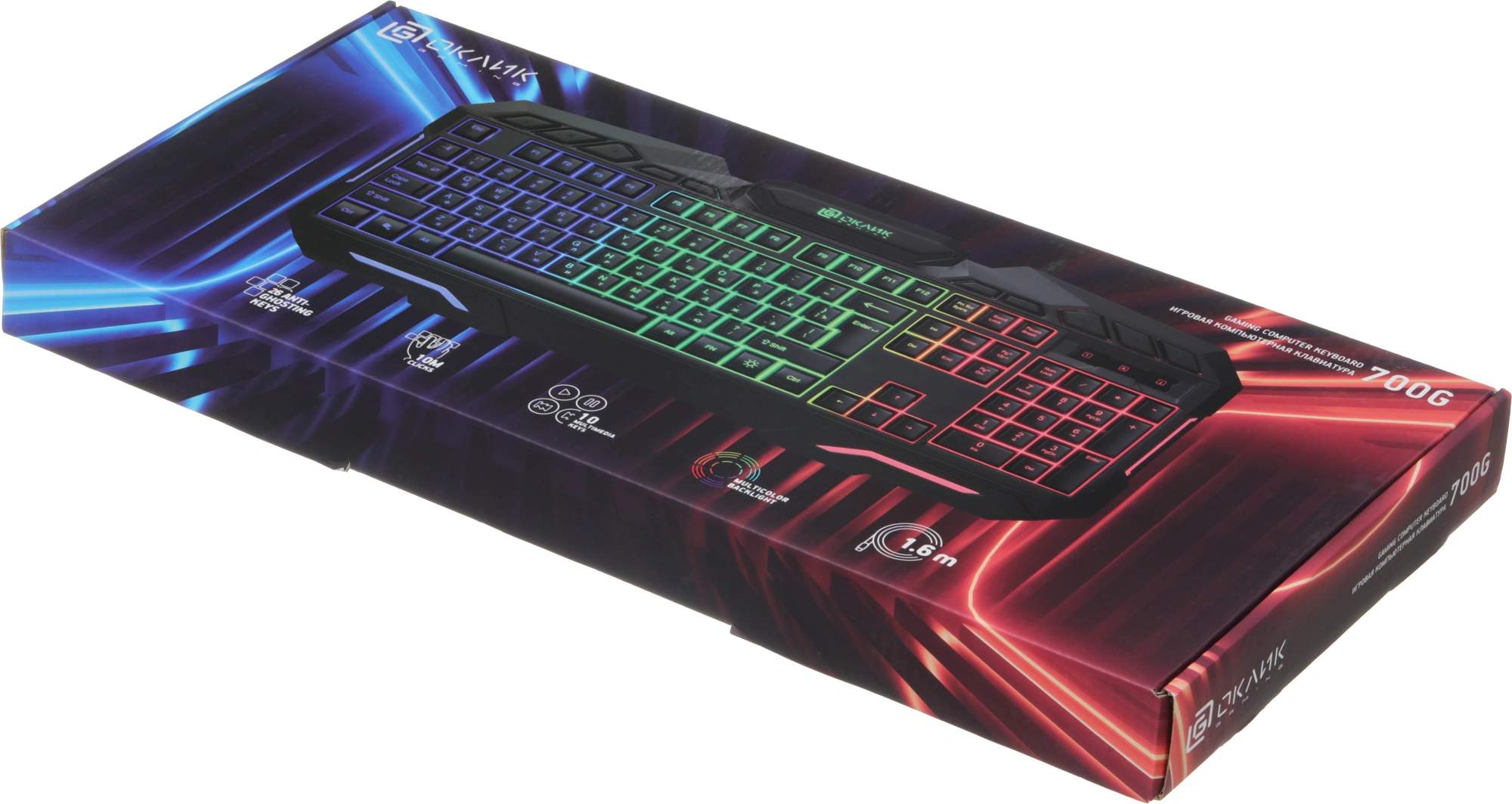 Клавиатура Оклик 700G Dynasty черный USB Multimedia for gamer LED