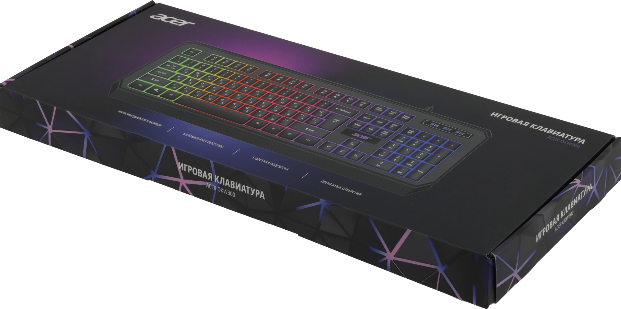 Клавиатура Acer OKW300 черный USB for gamer LED (ZL.KBDCC.019) кабель 1.8м