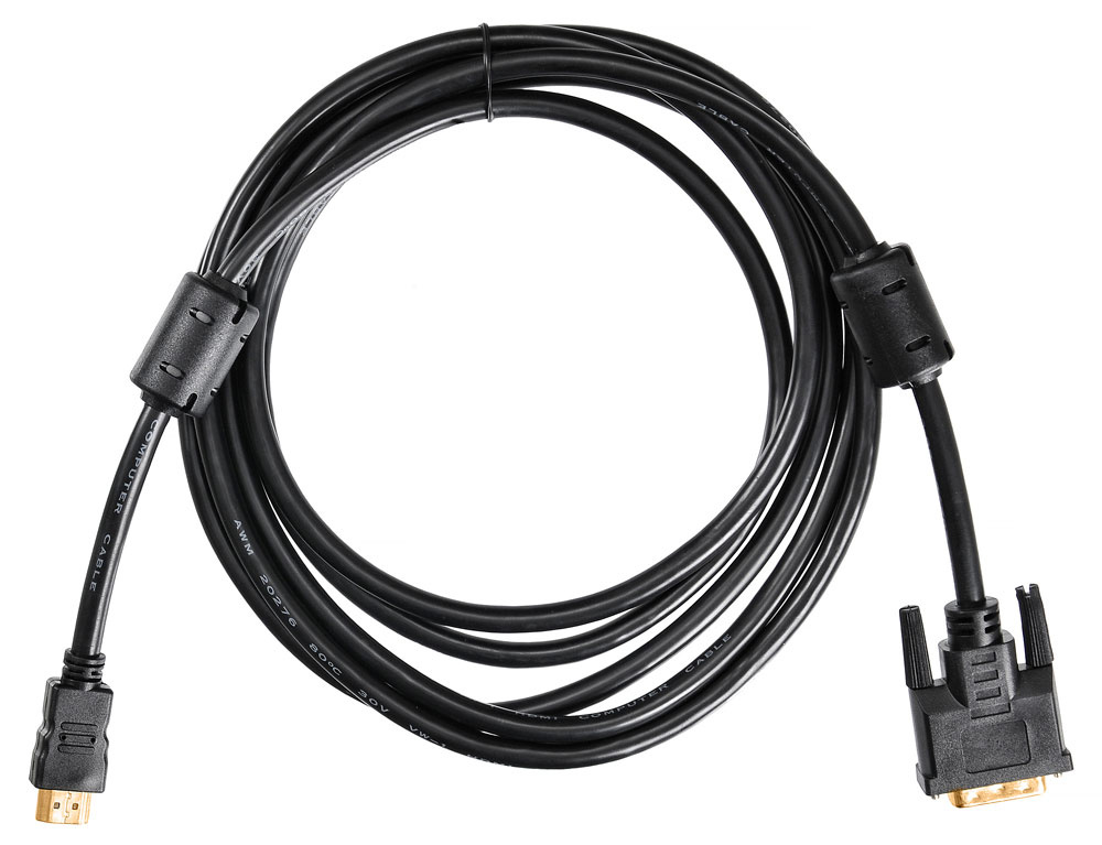Кабель Buro HDMI (m) DVI-D (m) 3м (HDMI-19M-DVI-D-3M) феррит.кольца