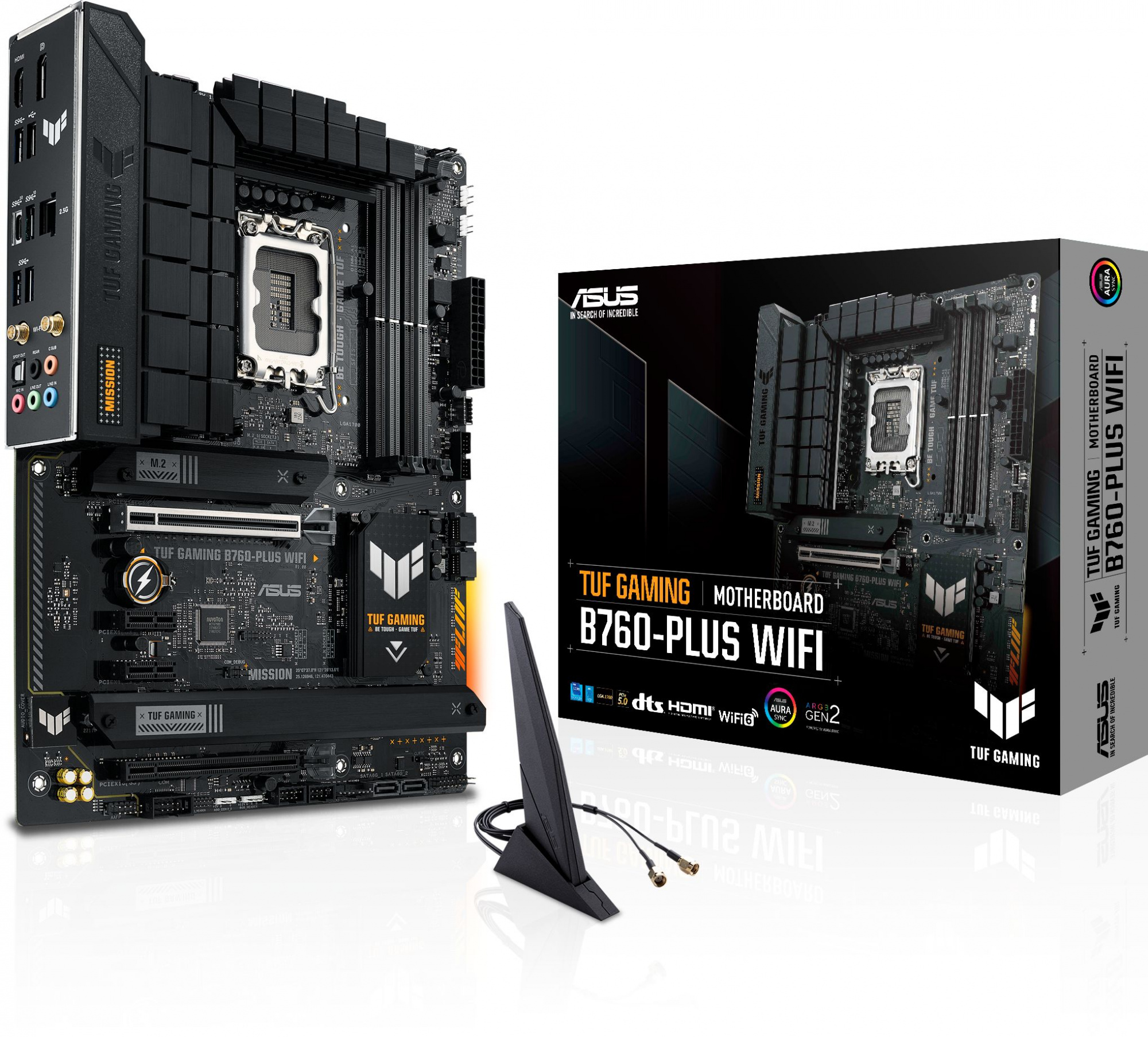 Материнская плата Asus TUF GAMING B760-PLUS WIFI Soc-1700 Intel B760 4xDDR5 ATX AC`97 8ch(7.1) 2.5Gg RAID+HDMI+DP