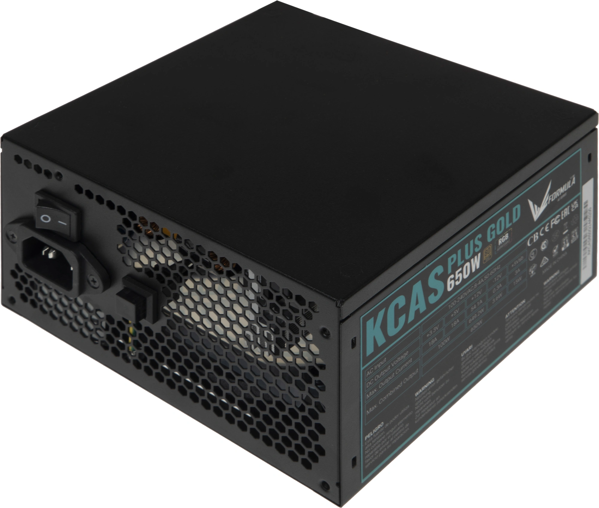 Блок питания Formula ATX 650W AC KCAS PLUS GOLD 650W RGB 80+ gold (20+4pin) APFC 120mm fan color LED 6xSATA RTL